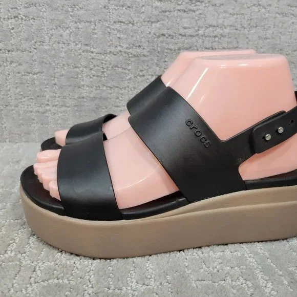 Crocs Brooklyn Womens Size US 7 Black Low Wedge Open Toe Strappy Sandal - Picture 5 of 11